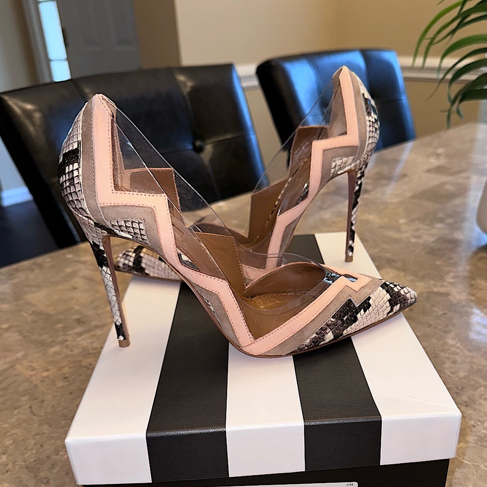 Aquazzura Frankie pump 105mm snake/suede/pvc size 38